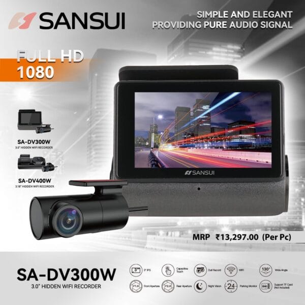 Sansui SA-DV300W DVR Front & Rear Dash Cam