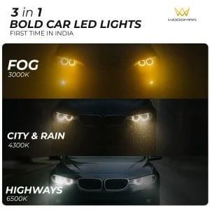 WOODMAN BOLD 3-in-1 LED Headlights | Remote-Controlled Car Lighting Solution