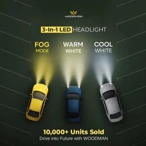 WOODMAN BOLD 3-in-1 LED Headlights | Remote-Controlled Car Lighting Solution