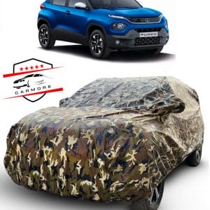 Car More Waterproof Camouflage Military Jungle Print Car Body Cover for Tata Punch(100% Waterproof,Triple Stitched,Mirror Pocket,UV Resistant,Dustproof) full discreption