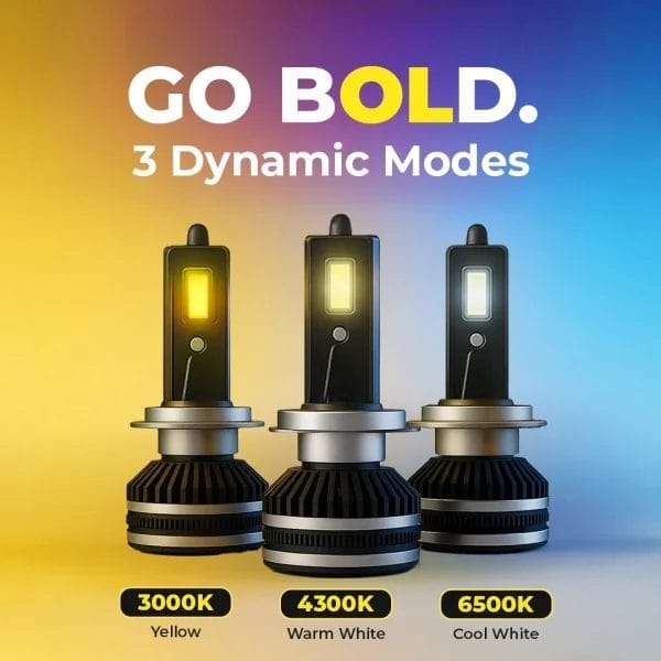 WOODMAN BOLD 3-in-1 LED Headlights | Remote-Controlled Car Lighting Solution